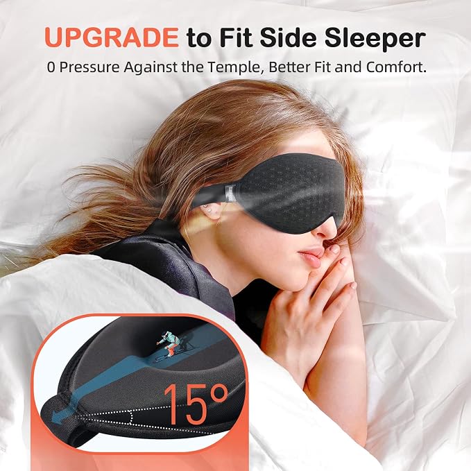 INNELO Sleep Mask for Side Sleeper, Eye Mask Sleeping Women Men, 100% Light - Image 2