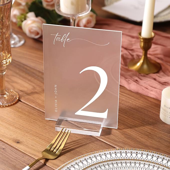 UNIQOOO 20 Pack Frosted Blank Acrylic Sign Wedding Table Numbers, 5 x 7 in - Image 4