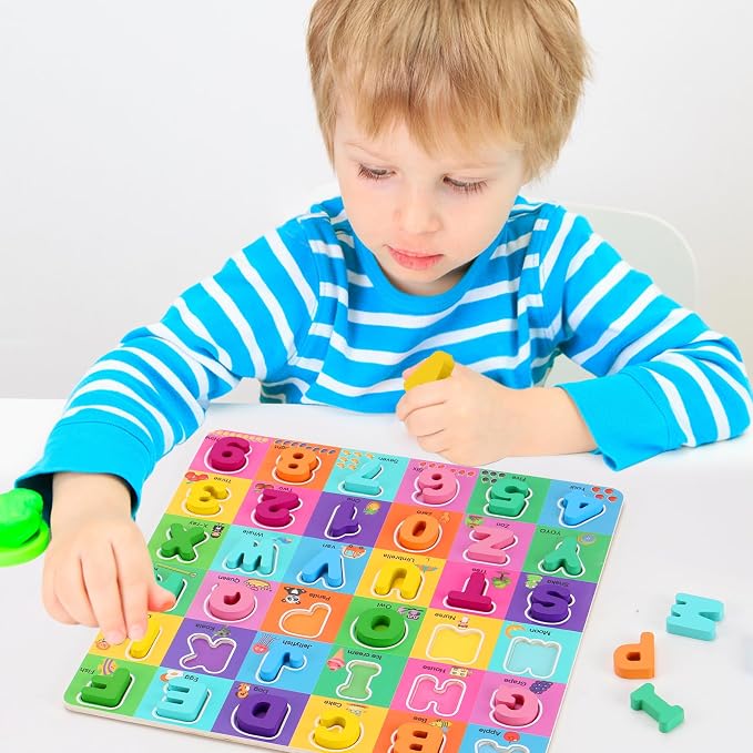 Wooden Alphabet Puzzles Ages 3-5, Alphabet and Number Puzzle - Image 7