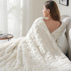 Drewin Weighted Blanket for Adults Queen Size 15 lbs, Soft Fuzzy Jacquard - Image 9