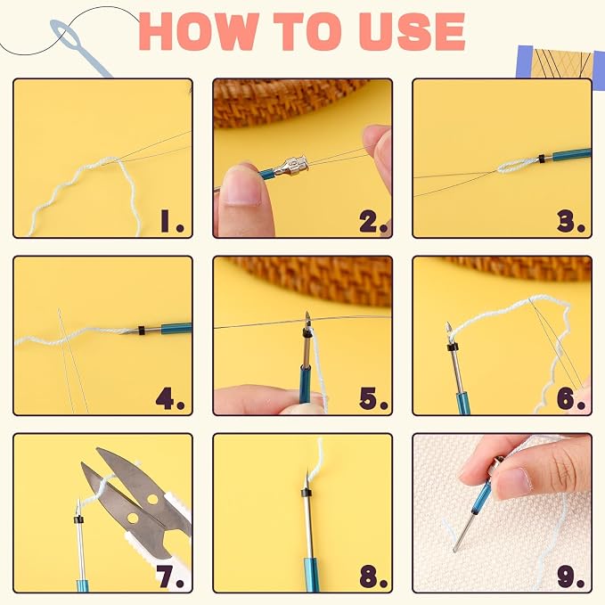 AUGSUN 13 Pcs Punch Needle Kit Embroidery Tool Set - Image 3