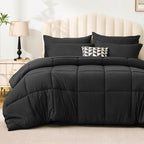Love's cabin Queen Comforter Set Ash Black, 7 Pieces Queen Bed in a Bag by Lovescabin
