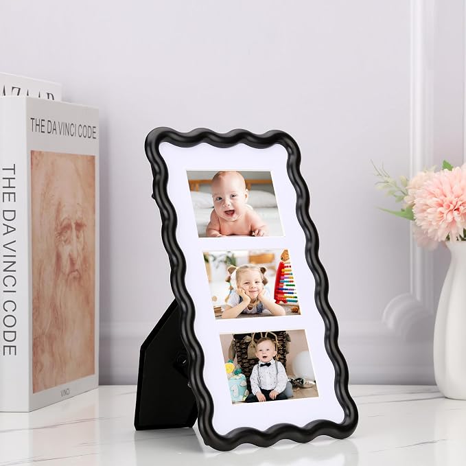 3-2x3‘’ Black Heavy-Duty Zinc Alloy Picture Frames, Unique Wave Design Black - Image 4