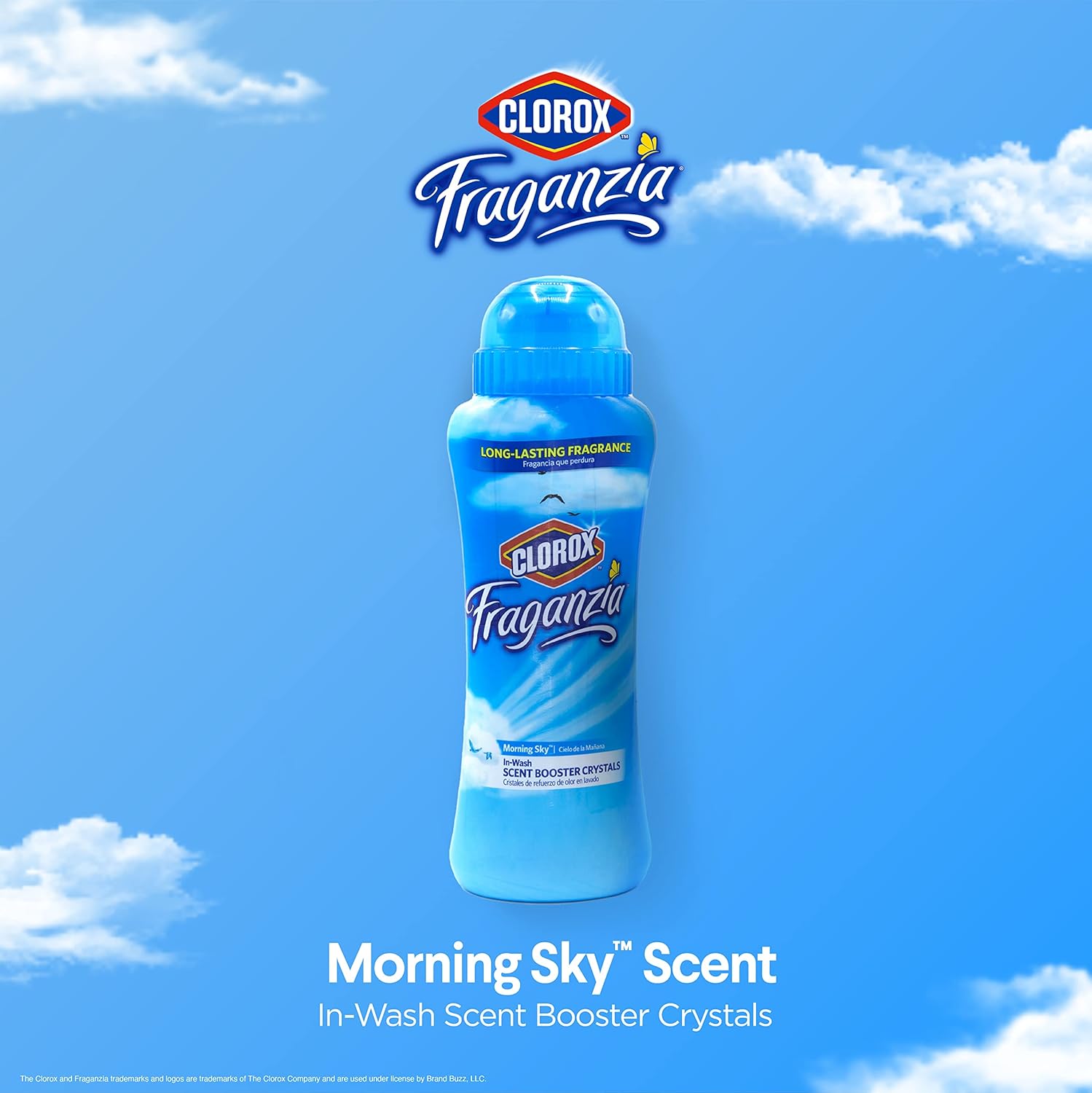 Clorox Fraganzia Laundry Scent Booster Crystals in Morning Sky Scent - Scented In-Wash Freshener Beads for Fresh, Clean, Great Smelling Clothes and Linens, 18 Oz - 2 Pack