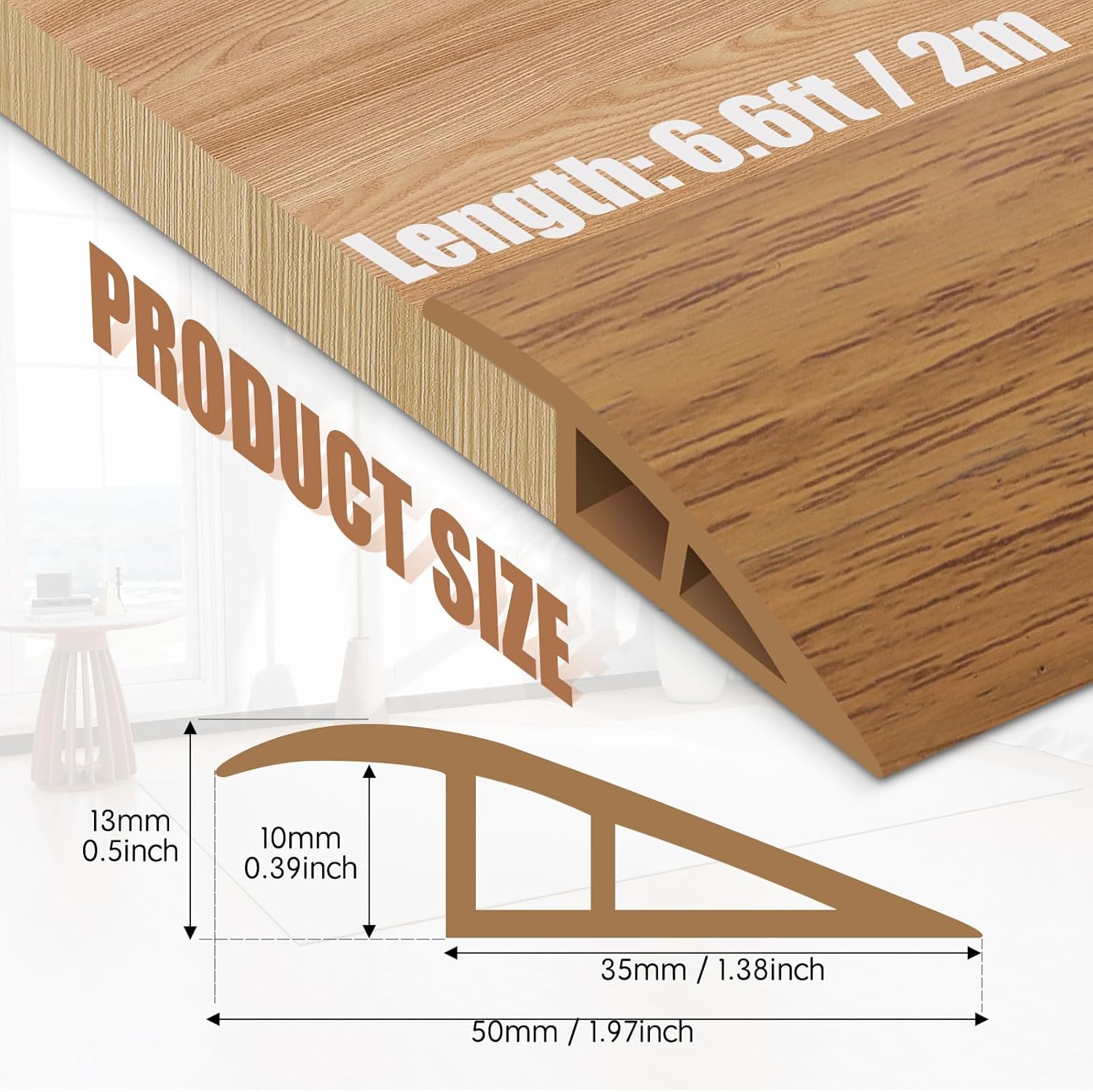 Floor Transition Strip Door Threshold 79" Floor Transition Reducer Trim on The Edges Threshold Strip Self Adhesive Suitable for Doorways, Tiles, Carpet