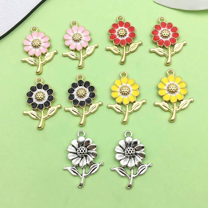Valentine's Day Heart Charms Set, Decorative Rose and Flower Designs - Image 2