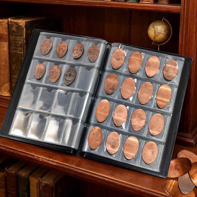 192-Pocket Penny Album, Compact Pressed Penny Collector Book, Durable Black - Image 2