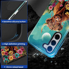 for Samsung Galaxy S23 Plus Case, Highland Cow Flower Pattern Glossy 2 in 1 - Image 4