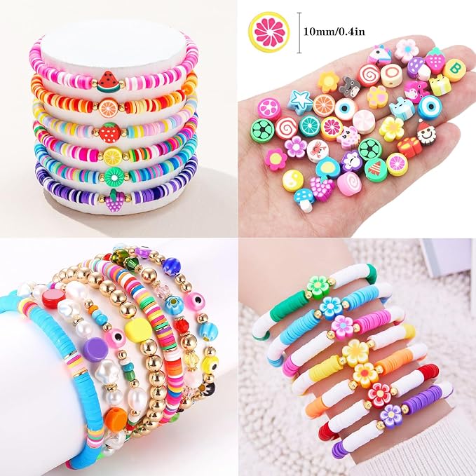 2880pcs Polymer Clay Beads Bracelet Making kit, Cute Fun Beads Sport Ball Fruit - Image 4