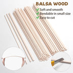 Balsa Wood Sticks for Crafts, Balsa Wood Strips 1/8 in+3/16 in+1/4 in, - Image 4