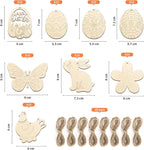 80PCS Wooden Easter Ornaments to Paint, 8 Styles DIY Blank Unfinished Wood - Image 7