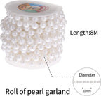 10mm Pearl Strands, 9 Yds of White Fake Beads Garland Spool Roll - Image 2