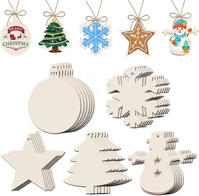 50PCS Unfinished Wood kit with Holes, Wooden Circles by Waeceip