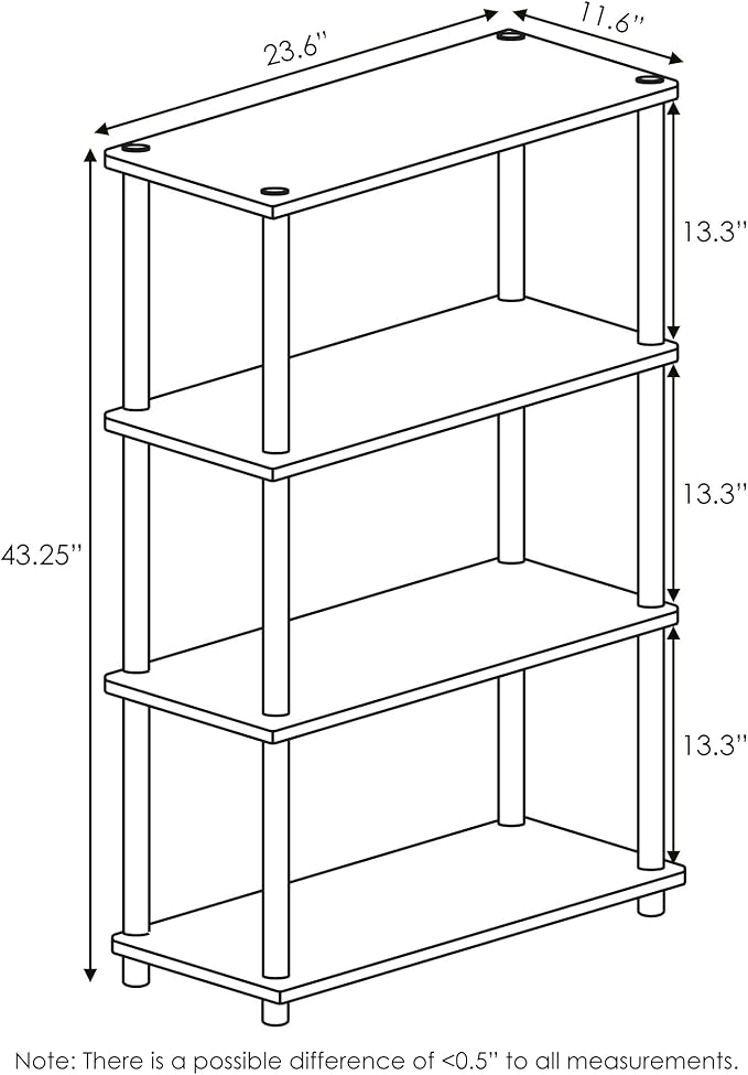 Furinno Turn-N-Tube 4-Tier Multipurpose Shelf Display Rack, Round Tubes - Image 3