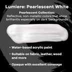 Jacquard Lumiere 2.25oz Fabric Paint Pearlescent White - Image 2