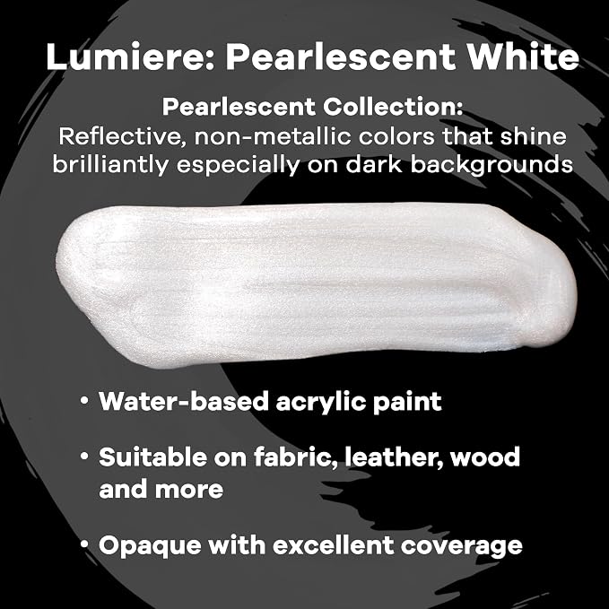 Jacquard Lumiere 2.25oz Fabric Paint Pearlescent White - Image 2