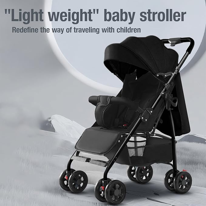 Lightweight Travel Stroller at Only 4.6 kg, Folding Compact Pushchair with Multi-Position Recline, Babies and Toddlers Pram from Birth, Baby Buggy with Cup Holder, Canopy (A8 Pink)