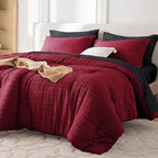 MUXHOMO 5 Pieces Twin XL Comforter Set, Seersucker Bed in a Bag Twin XL Size by MUXHOMO