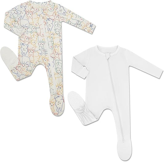 HAPIU Rayon from Bamboo Baby Footed Pajamas, 2 Way Zipper YKK, Footie for Baby Boy Girls, Newborn-24 Months