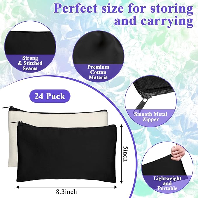 Legigo Blank Canvas Bag Zipper Pouch Makeup Bags Bulk - Image 2