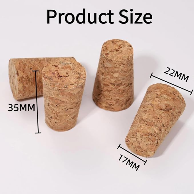 100 Pack Natural Soft Wood Corks, Tapered Cork Wooden Beer Bottle Stopper - Image 2