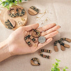 FASHEWELRY 10Pcs Resin Wood Earrings Charms Teardrop Flat Round Wooden Earring - Image 6