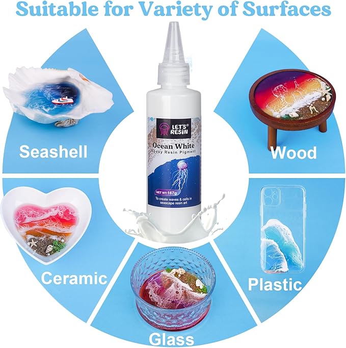 LET'S RESIN Ocean White Epoxy Resin Pigment 167g/5.89oz - Image 6