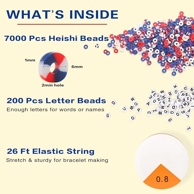 ADIIL 7200pcs Clay Beads Bracelet Making Kit, 6mm Polymer Heishi Beads - Image 4