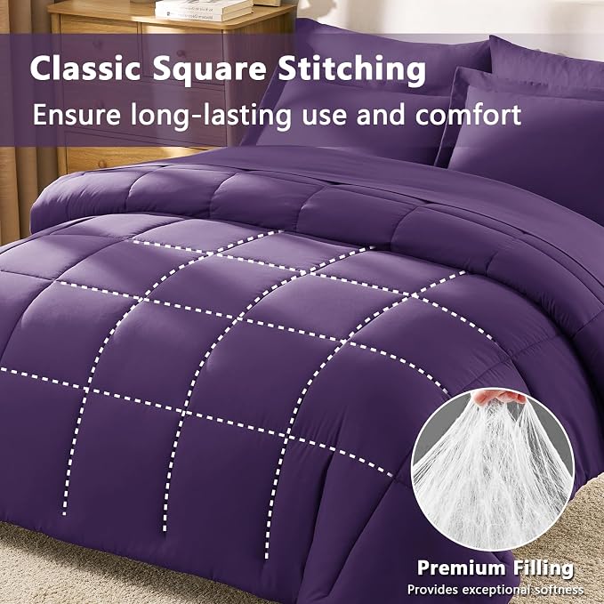 CozyLux Queen Comforter Set Purple - Image 4