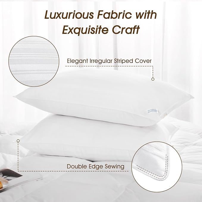 downluxe Queen Size Pillows Set of 4 – Premium Down Alternative Bed Pillows - Image 7