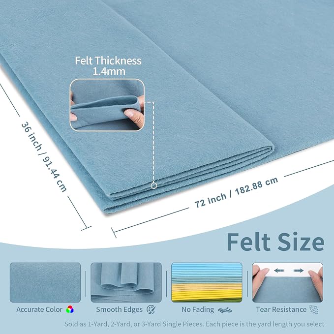 Dusty Blue Fabric Sheet 72" X 36", 1.4mm Thick Large Soft Durable Flexible - Image 2
