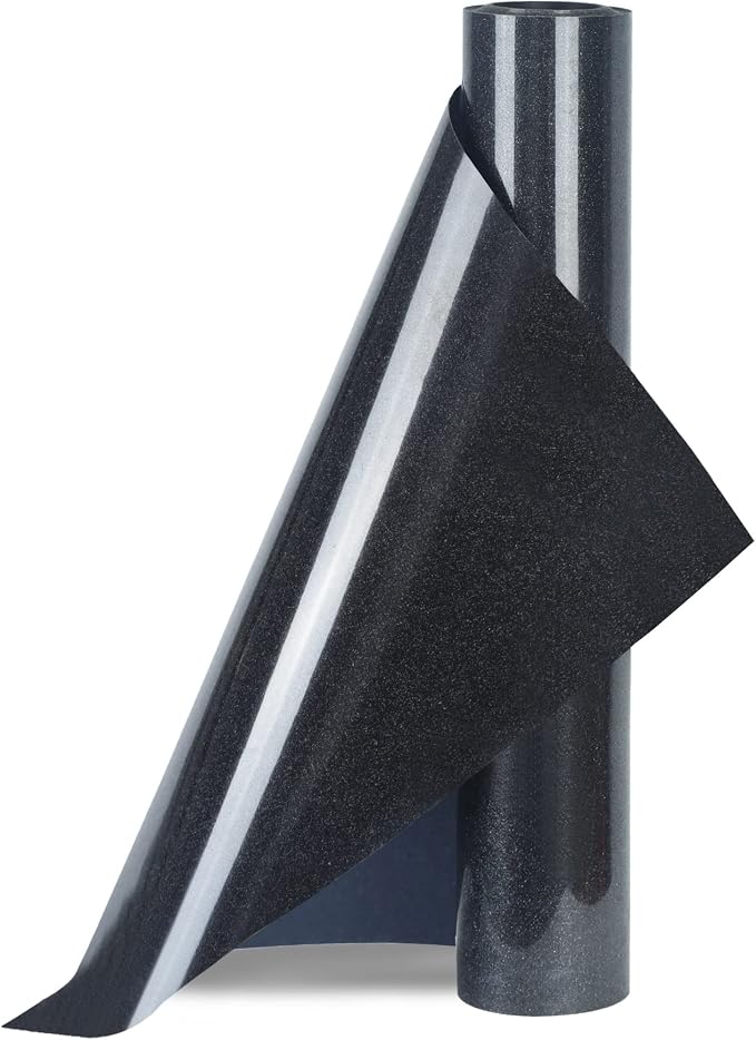 Black Glitter HTV Heat Transfer Vinyl Rolls12inch by 9feet PU Stretch Iron on - Image 6