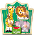 Melissa & Doug Jungle Friends Safari Animals Jumbo Knob Puzzle, Wooden Peg - Image 6