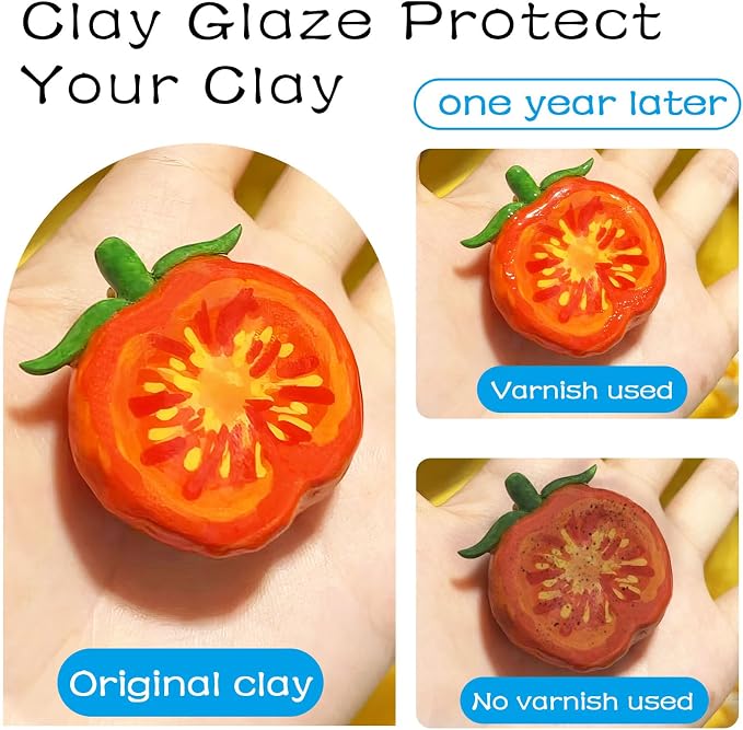 EIGTWEN 2 x 100ml Air Dry Clay Glaze, Gloss & Matte Finish, Prevents Cracking - Image 3