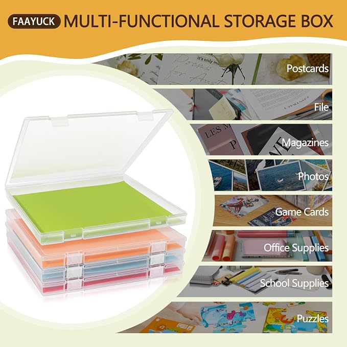12x12 Inch Scrapbook Paper Storage, 4 Pack Plastic Paper Storage Box - Image 6