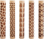 5 PCS Wooden Clay Texture Rollers Set, 100mm Pottery Pattern Rolling Pins by Unknown