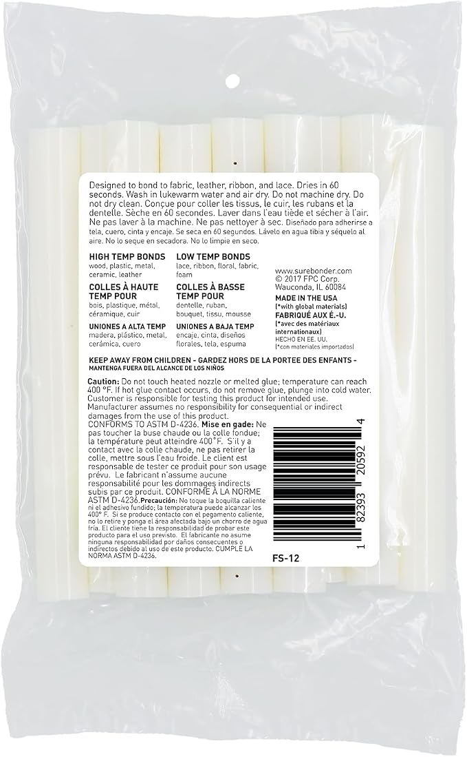 Surebonder Fabric Hot Glue Sticks, Full Size, Machine Washable Adhesive - Image 2