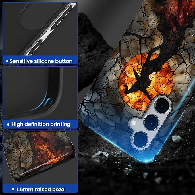 Case for Samsung Galaxy S24 Case, Halloween Witch Moon Stained Glass Design - Image 5