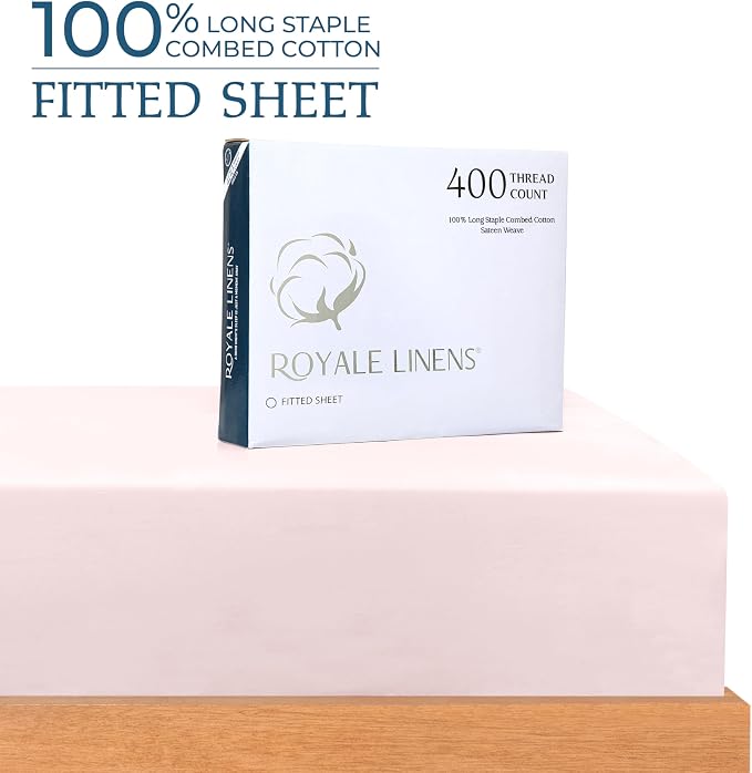 Royale Linens 400 Thread Count 100% American Grown Cotton Fitted Sheet King Size - Image 2