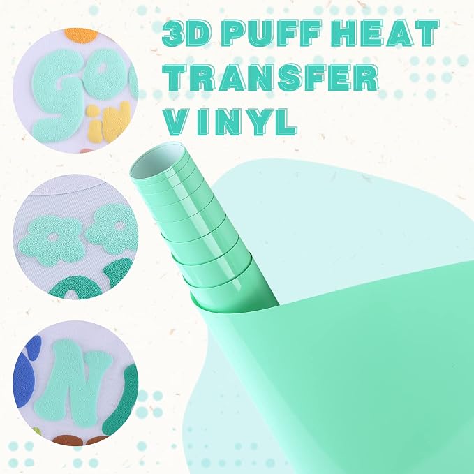 Tintnut Pale Blue Lily Puff Heat Transfer Vinyl Roll, easy cut & weed, stretch - Image 3