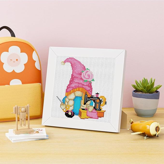 VIGEGU Gnome Cross Stitch Kits for Adults, Sewing Machine Stamped Cross Stitch - Image 2
