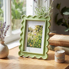 AceOrbit 4x6 Inches Light Green Flower Wavy Scalloped Picture Frame Cute Wavy - Image 4