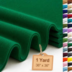 Emerald Green Large Felt Fabric 36" x 36", 1.4 mm Soft Felt Sheet, Nonwoven by ZANEXIR