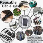 100pcs Cable Ties Reusable All-Black Wire Ties Cable Management Cord Ties - Image 4