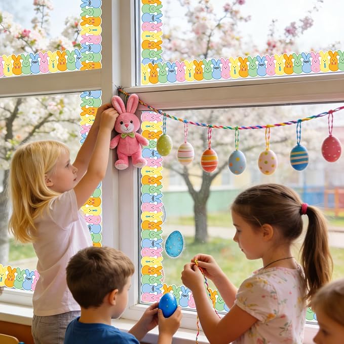 69 Feet Easter Bunny Bulletin Board Border Colorful Rabbit Die Cut Trim Border - Image 6