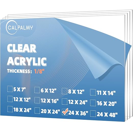 CALPALMY 24x36 Clear Acrylic Sheet Plexiglass 1/8” Thick, Use by CalPalmy