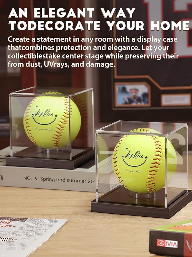 JupDec Softball Display Case Clear Acrylic Ball Holder, UV Protected Cube - Image 7