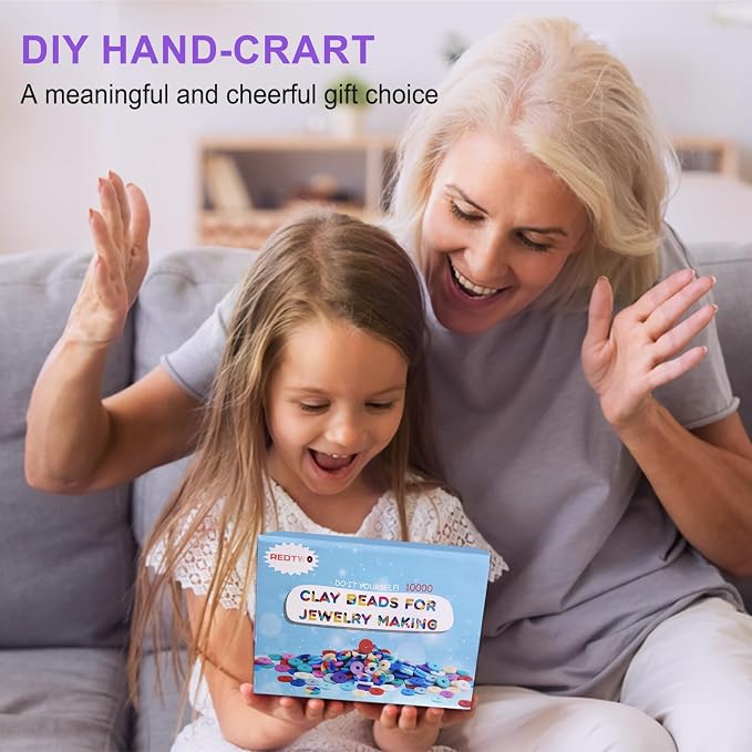 Redtwo 10000 Pcs Clay Beads Bracelet Making Kit, 3 Boxes 60 Colors Flat Preppy - Image 6