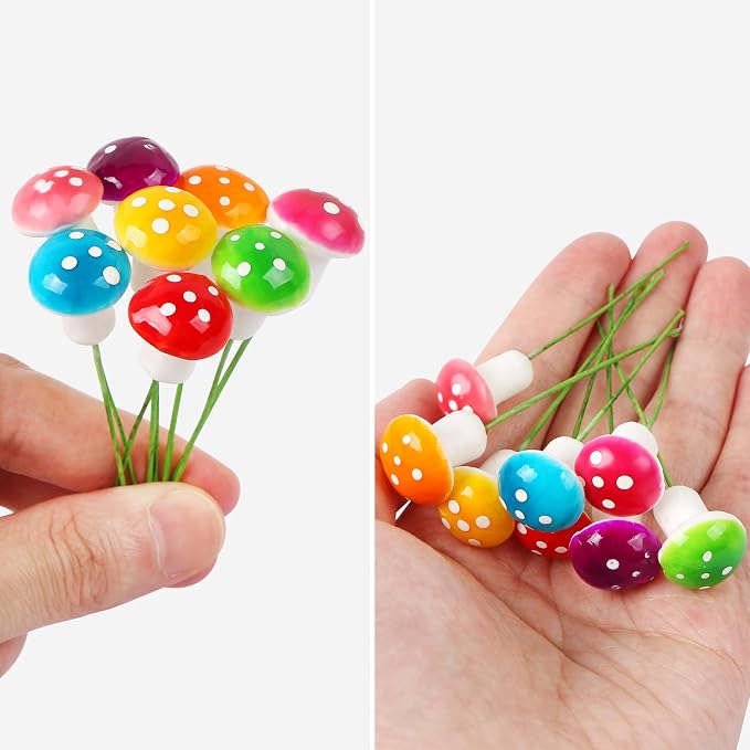 MIDELONG Mini Mushrooms Tiny Figurines Miniatures Colorful Mushrooms Garden - Image 6