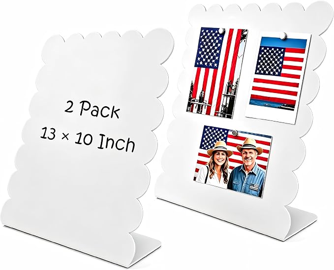2 Pack Metal White Scalloped Magnet Display Board by Unknown